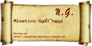 Misetics Gyöngyi névjegykártya
